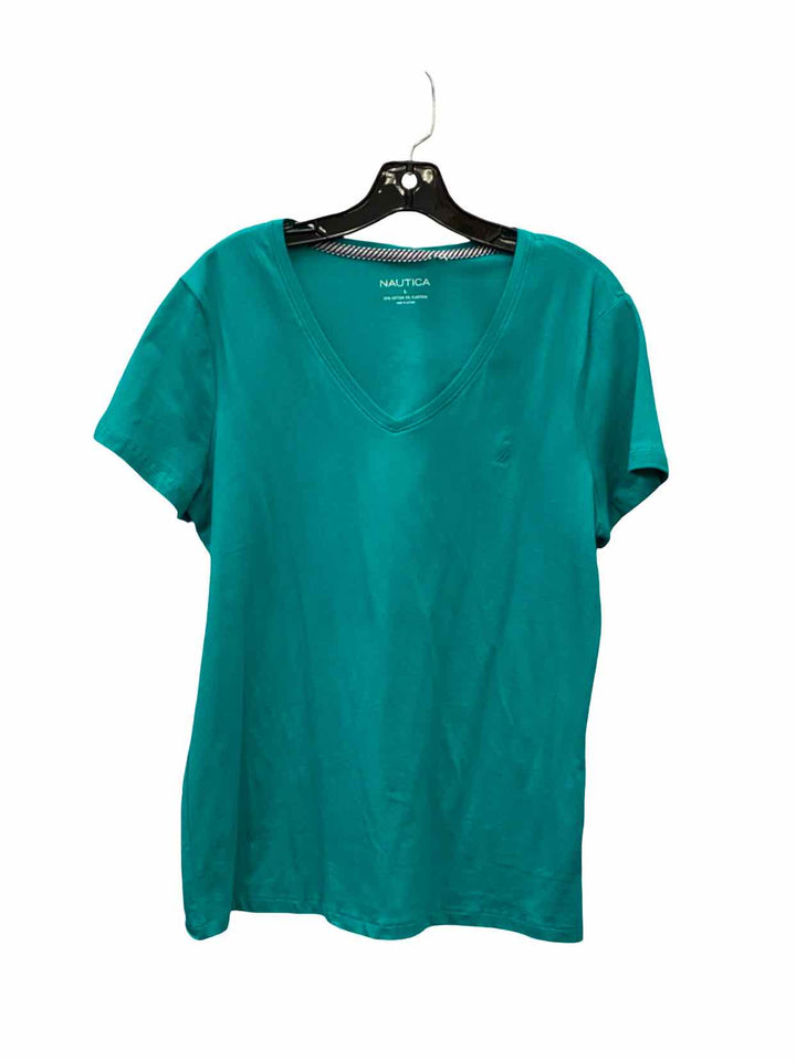 Nautica Size L Turquoise Short Sleeve Shirts