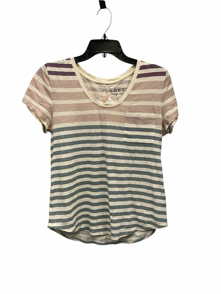 Loft Size S White Multi Short Sleeve Shirts