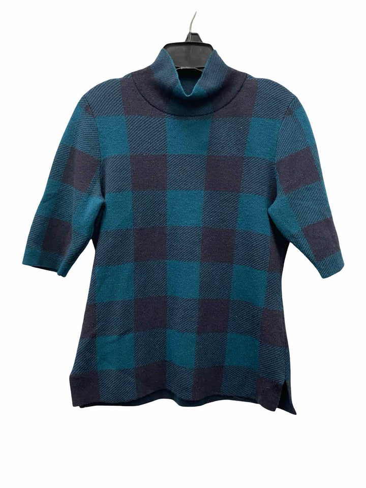Ann Taylor Size S Teal Black Plaid Sweater