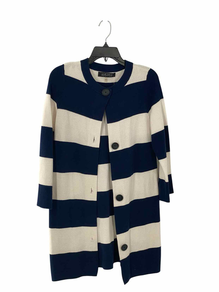 Kasper Size S Navy White Stripes Sweater