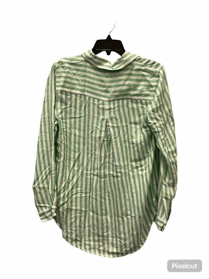 beachlunchlounge Size M Green White Striped Long Sleeve Shirts