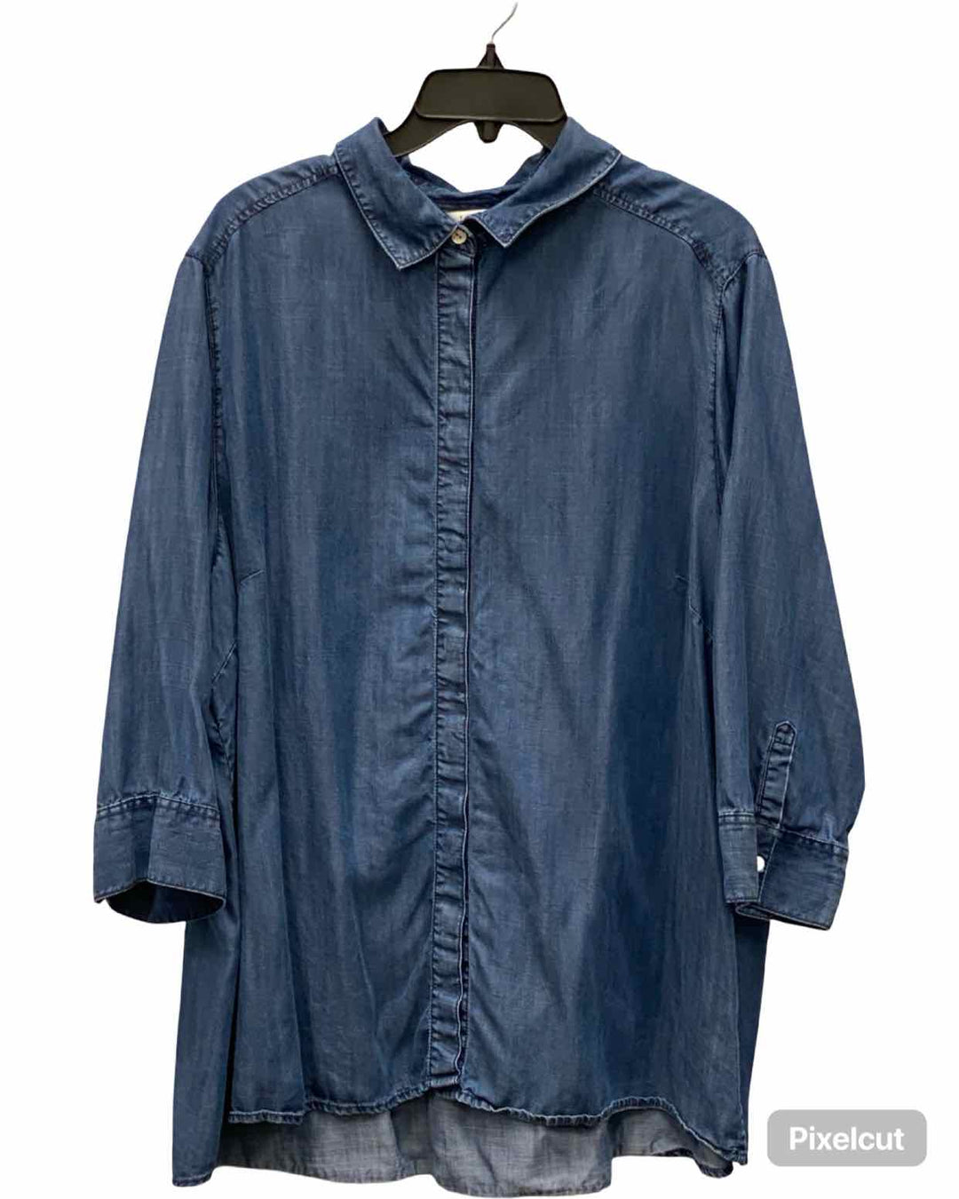 Foxcroft Size 20 Blue Button Up Long Sleeve Shirts