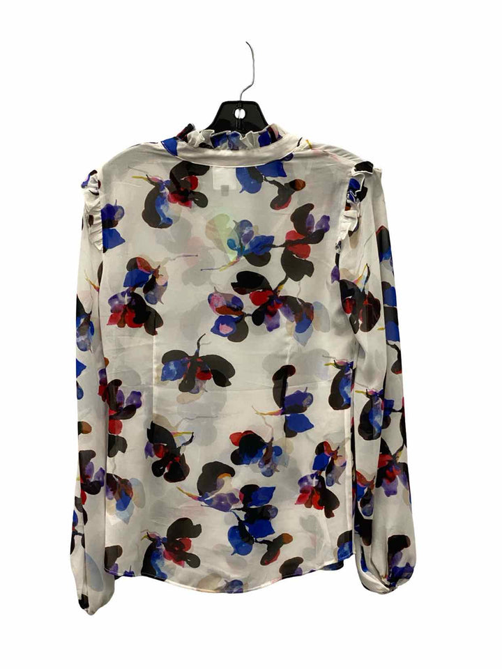 Cabi Size XS White Blue Floral Long Sleeve Shirts