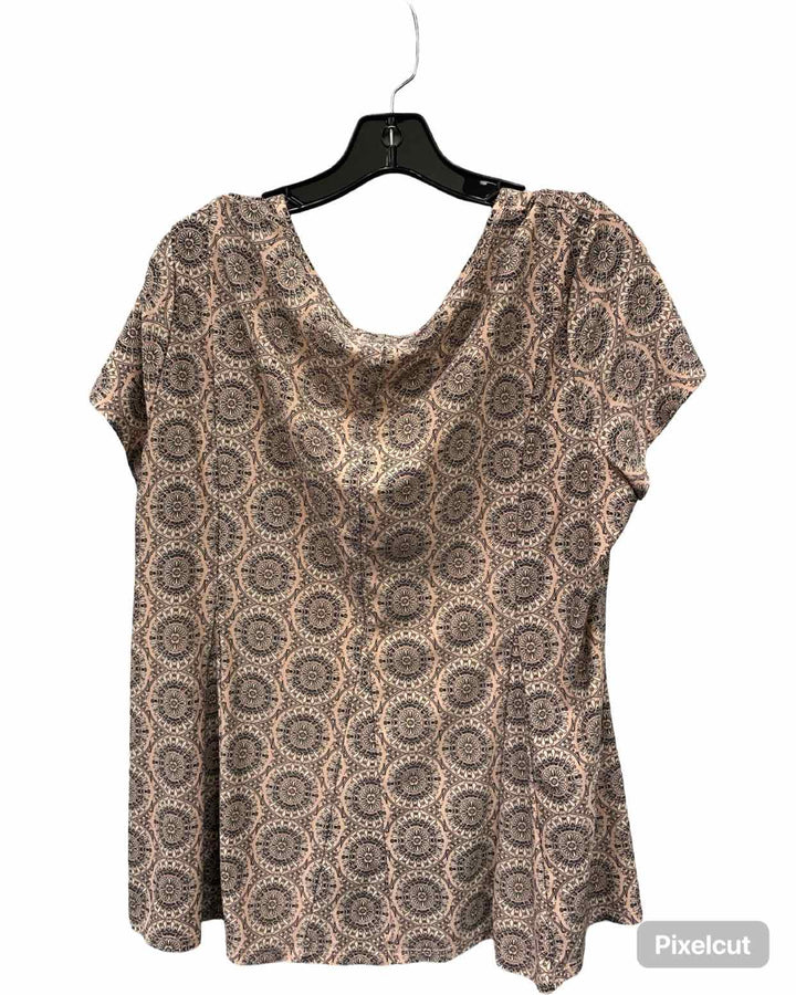 Roz & Ali Size XL Pink Print Short Sleeve Shirts