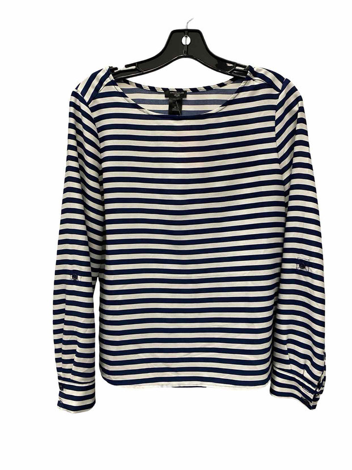 Ann Taylor Size SP White Blue Striped Long Sleeve Shirts