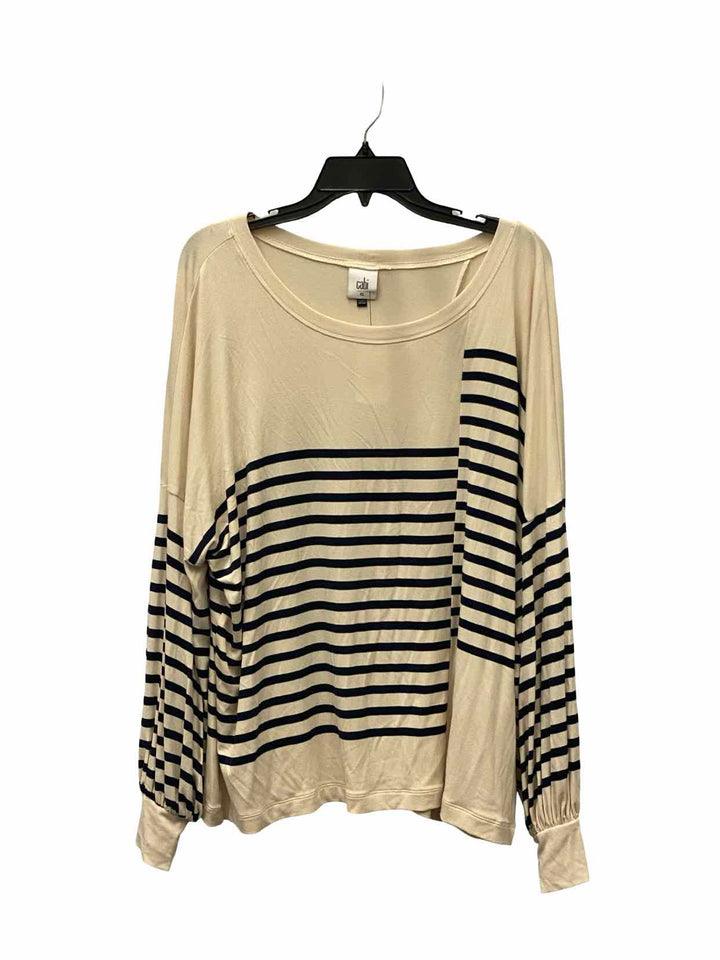 Cabi Size XL Navy Cream Stripe Long Sleeve Shirts