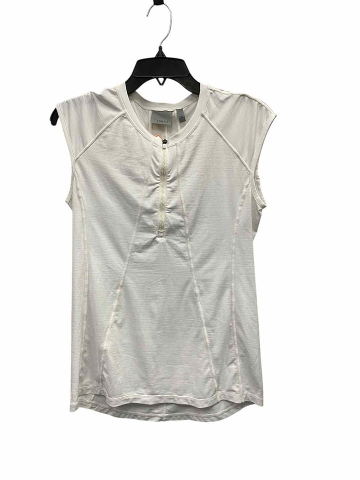 Athleta Size M White Athletic Short Sleeve