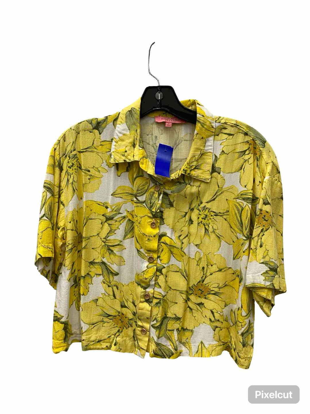 Rose & Olive Size S Yellow Floral Short Sleeve Shirts