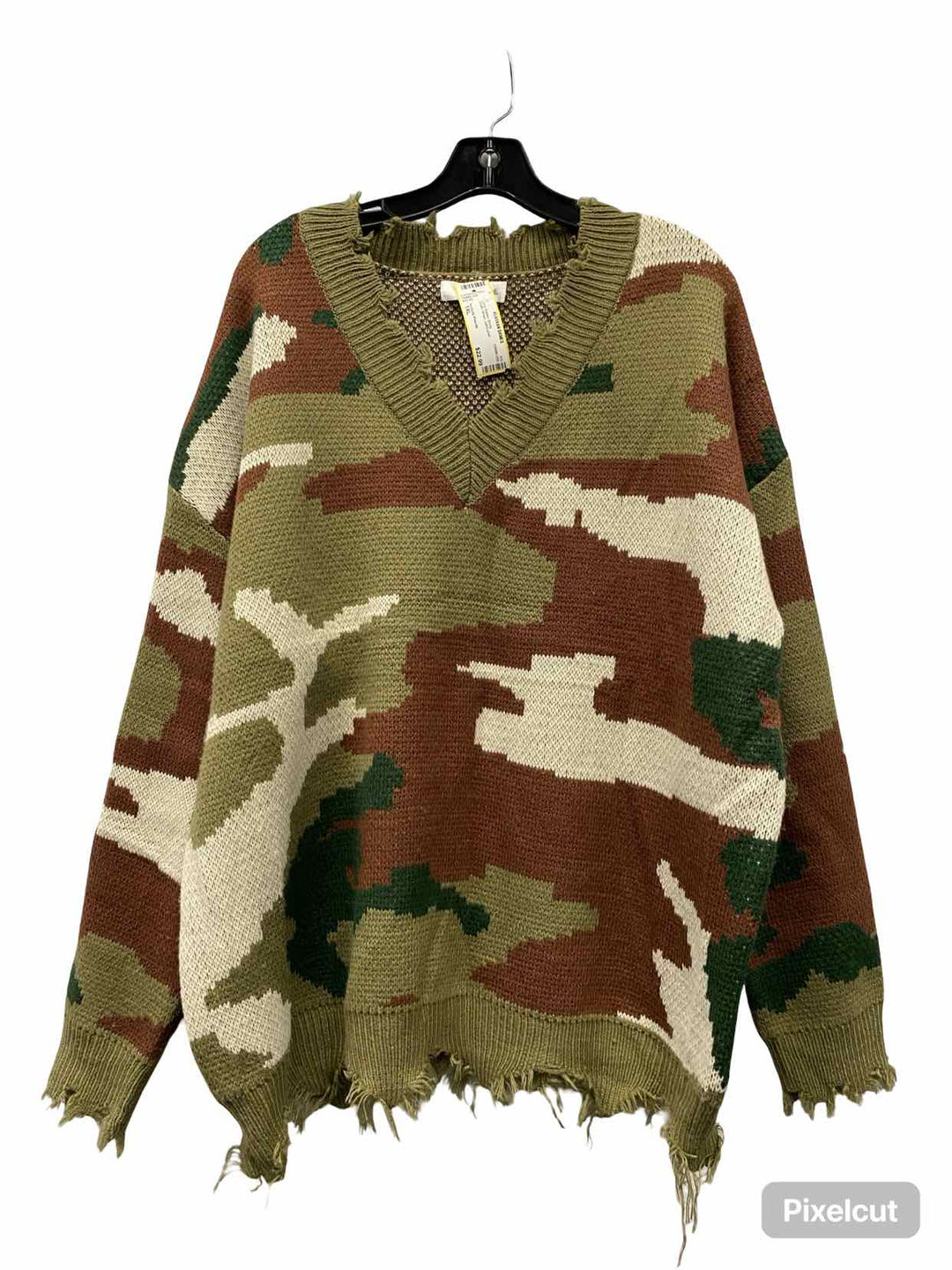 Perfectly Priscilla Size 1XL Green Brown camo print Long Sleeve Shirts