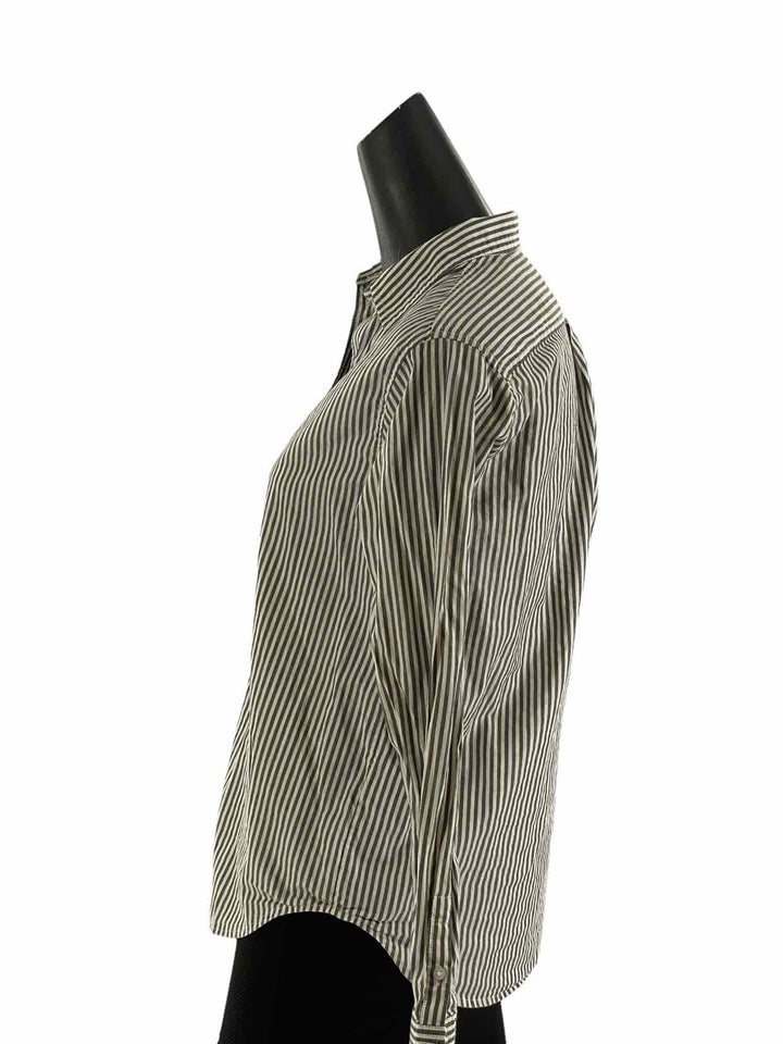Everlane Size 2 White Gray Stripe Long Sleeve Shirts