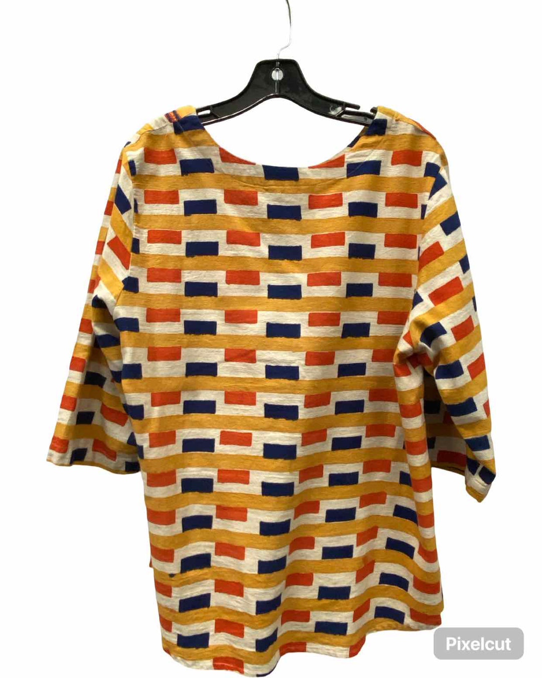 Marketplace Handwork of India Size L Yellow & Beige Print Short Sleeve Shirts