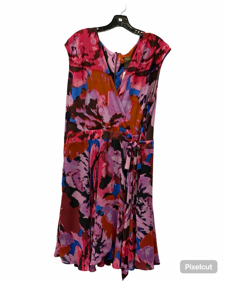 Taylor Size 18 Purple Pink & Orange Print Dress