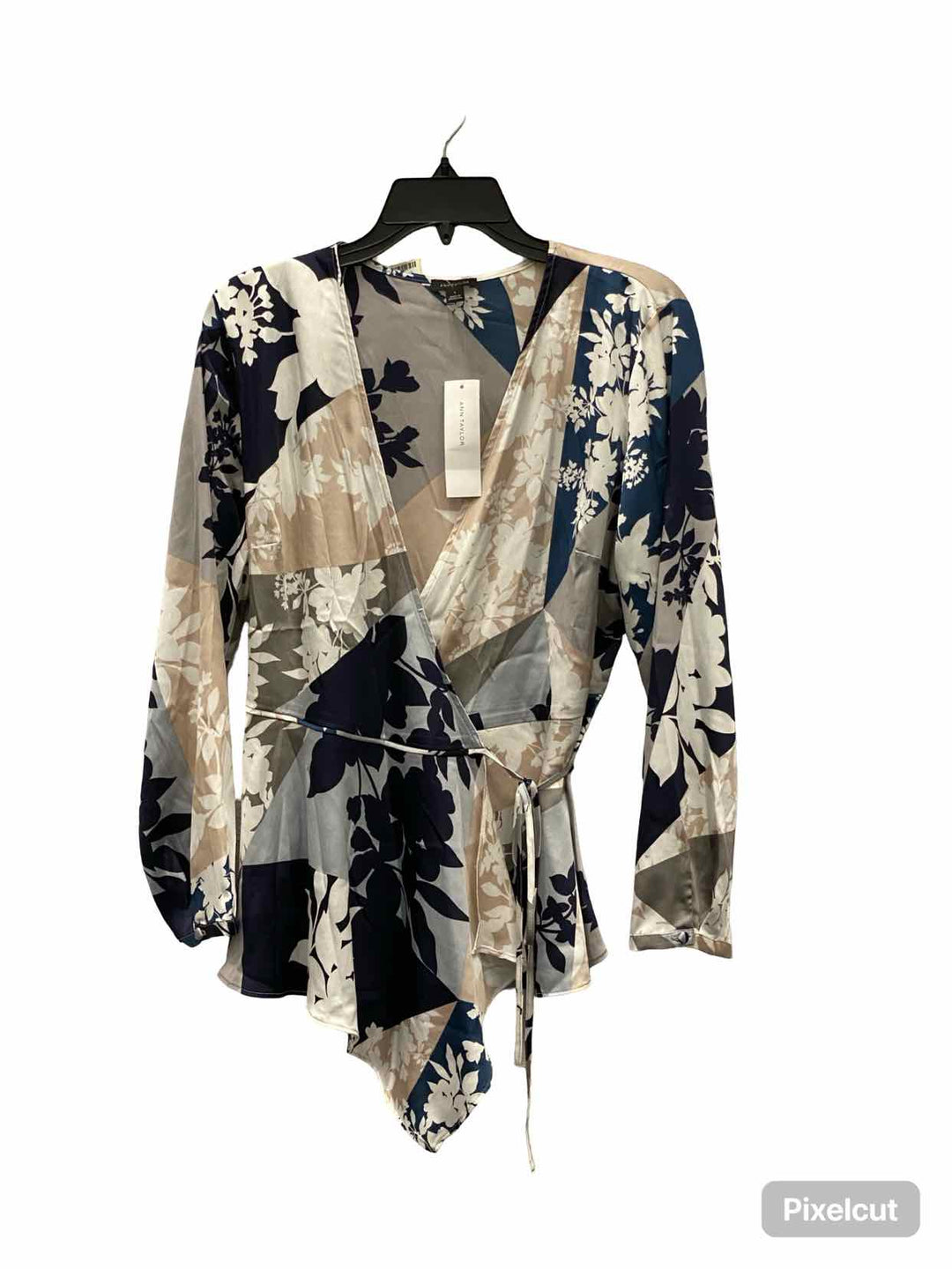 Ann Taylor Size S Blue Brown Floral Long Sleeve Shirts