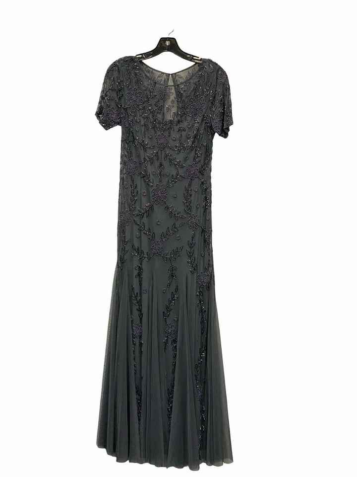 Adriana Papell Size 6 Gray Floral Embroidered Formal Dress(Long)