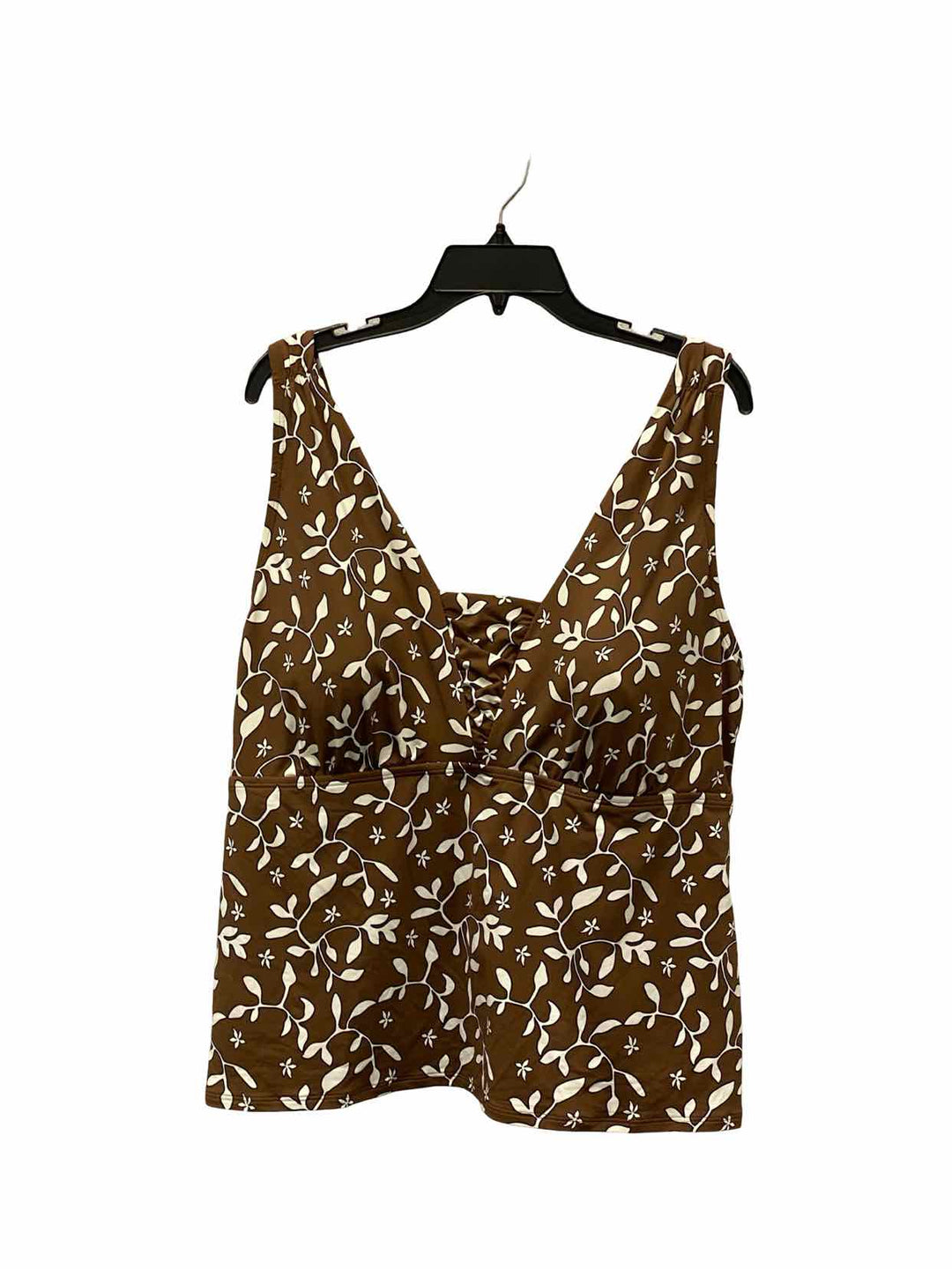 Lands End Size XL/2X Brown White Swimsuit