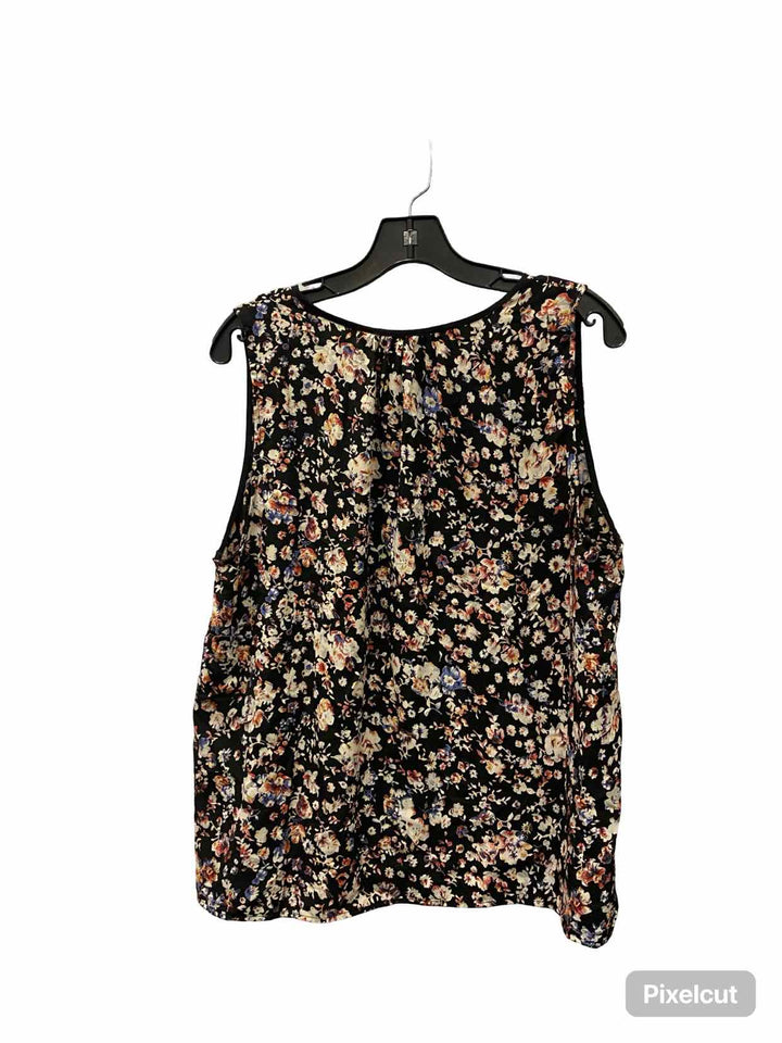 Collective Concepts Size 2X Black Beige Floral Tank Top
