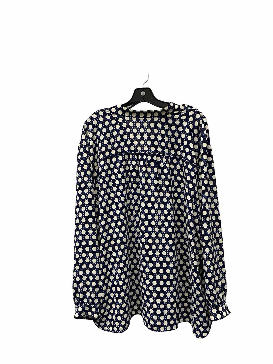 Ann Klein Size 3X Blue White Print Long Sleeve Shirts