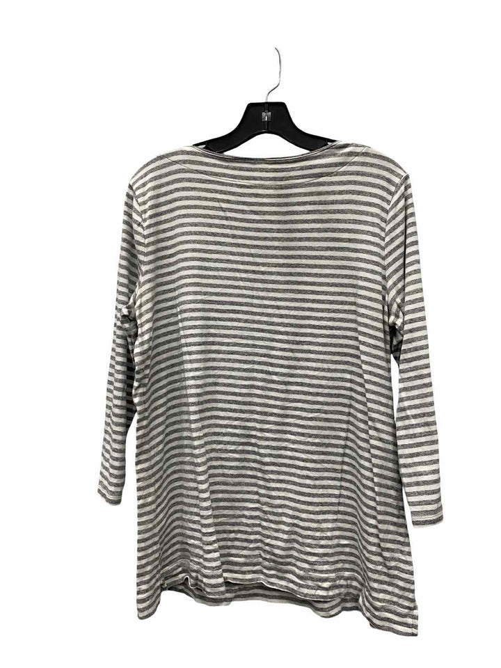 Duluth Trading Size L Gray Stripe Long Sleeve Shirts