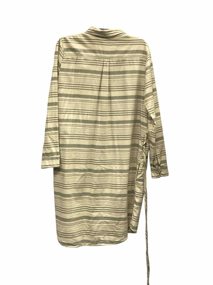 Carve Designs Size L White Green Stripes Dress