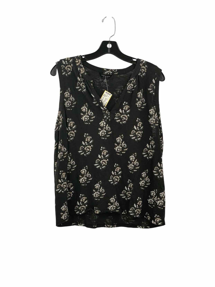 Lucky Brand Size L Black Floral Tank Top