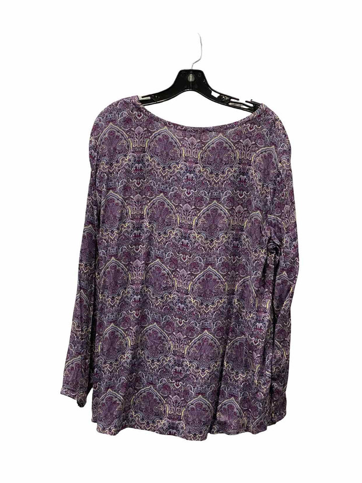 J Jill Size L Purple print Rayon Long Sleeve Shirts