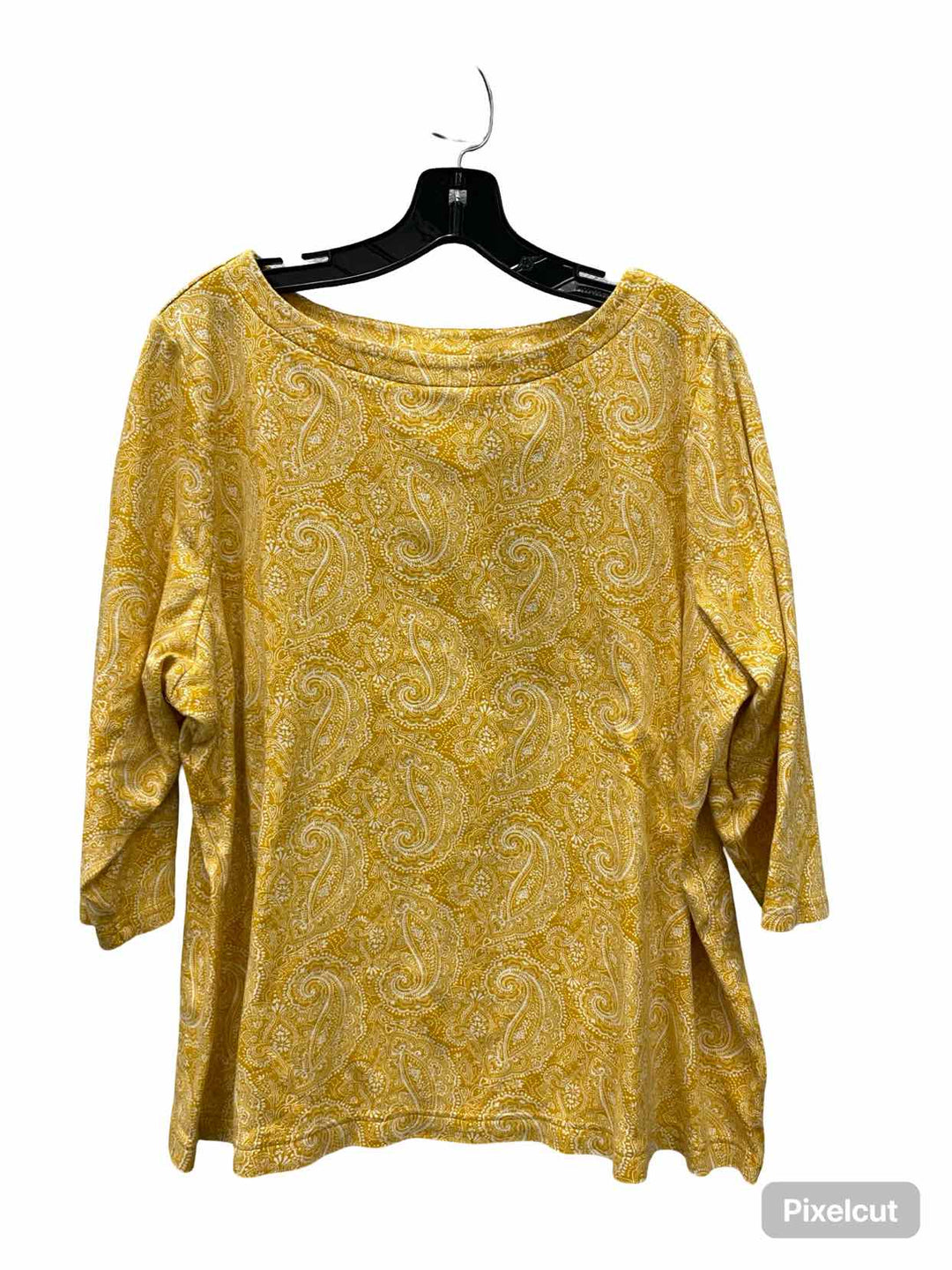 Croft & Barrow Size 1X Yellow Paisley Short Sleeve Shirts