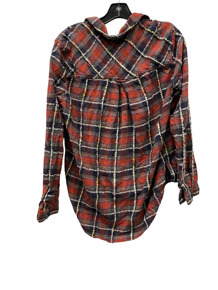 BDG Size SP Red Grey Flannel Long Sleeve Shirts