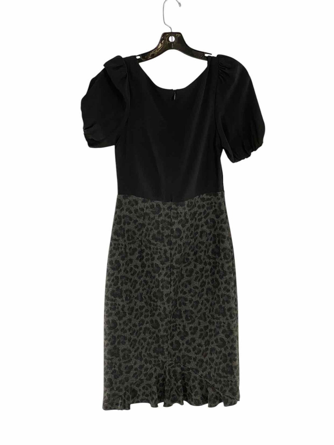 Rebecca Taylor Size 4 Black Gray Leopard Print Dress