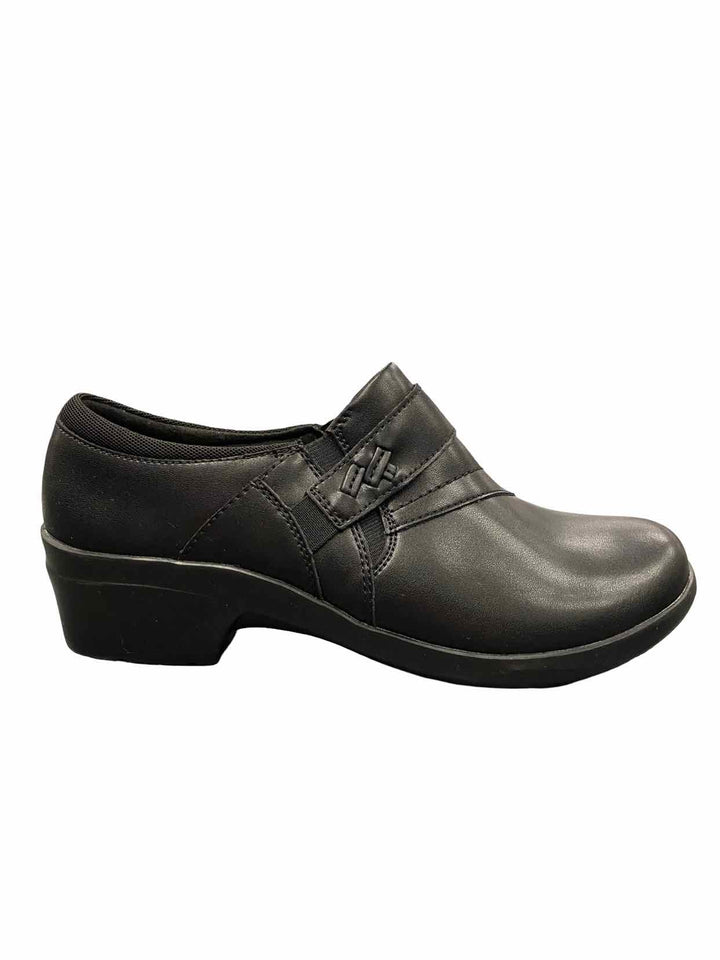 Clarks Shoe Size 8 Black Leather Upper Angie Pearl Loafers