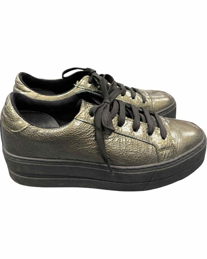 Bos and Co Shoe Size 40 Grey Metallic Leather Platform Sneakers