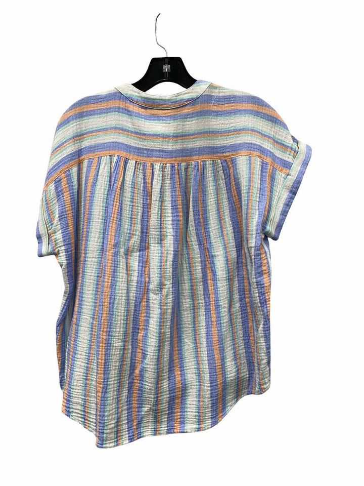 Ruby Rd Size M White Multi Striped 100% cotton Short Sleeve Shirts