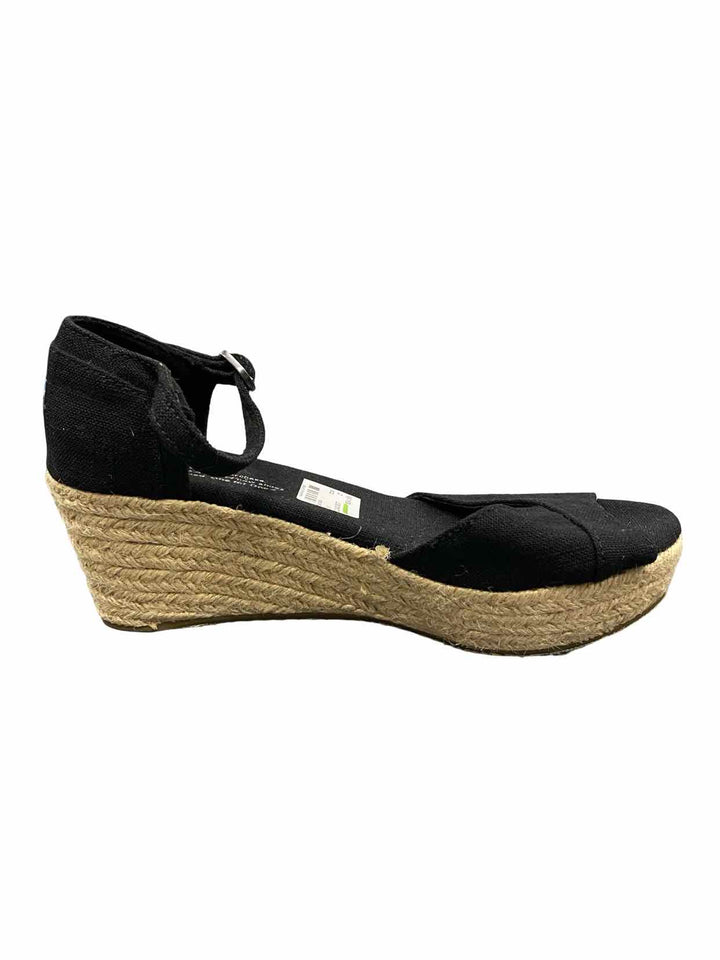 Toms Shoe Size 6.5 Black Espadrilles Wedge Sandals