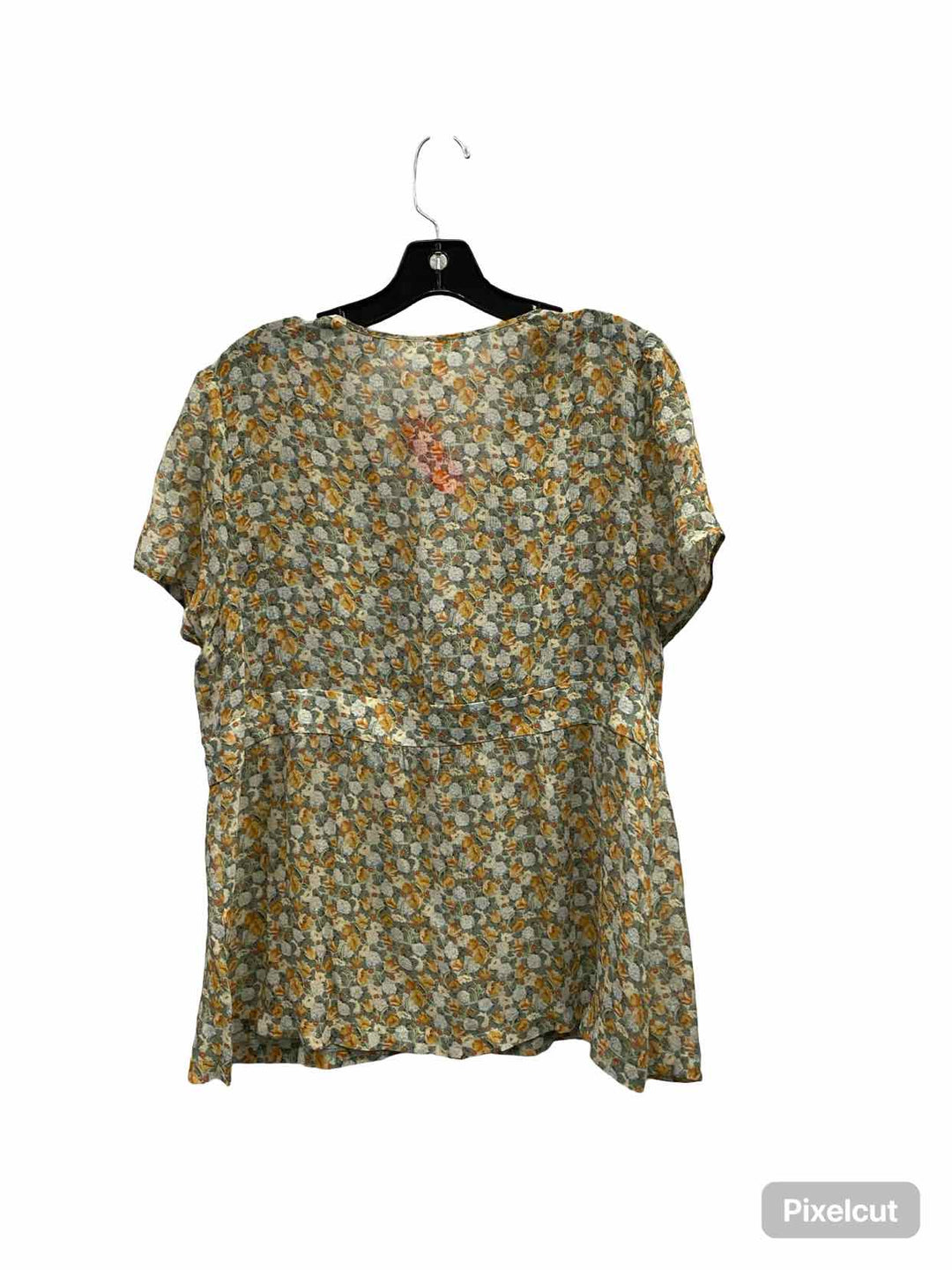 Sundance Size 16 Green Floral Short Sleeve Shirts