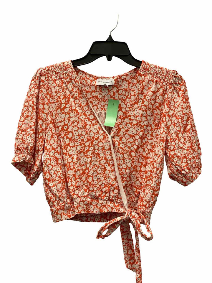Lost + Wander Size M Wheat Red Floral Short Sleeve Shirts