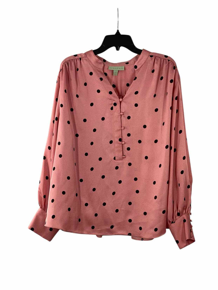 Rye Grass Size 1X Pink Polka Dot Long Sleeve Shirts