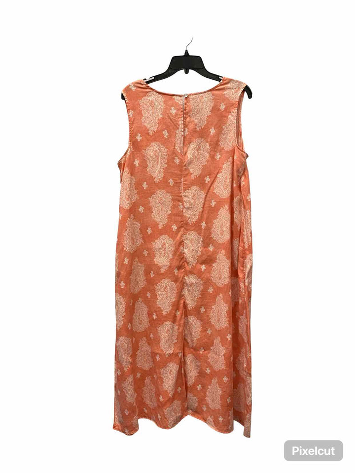 J Jill Size XL Pink Print 100% Linen Dress