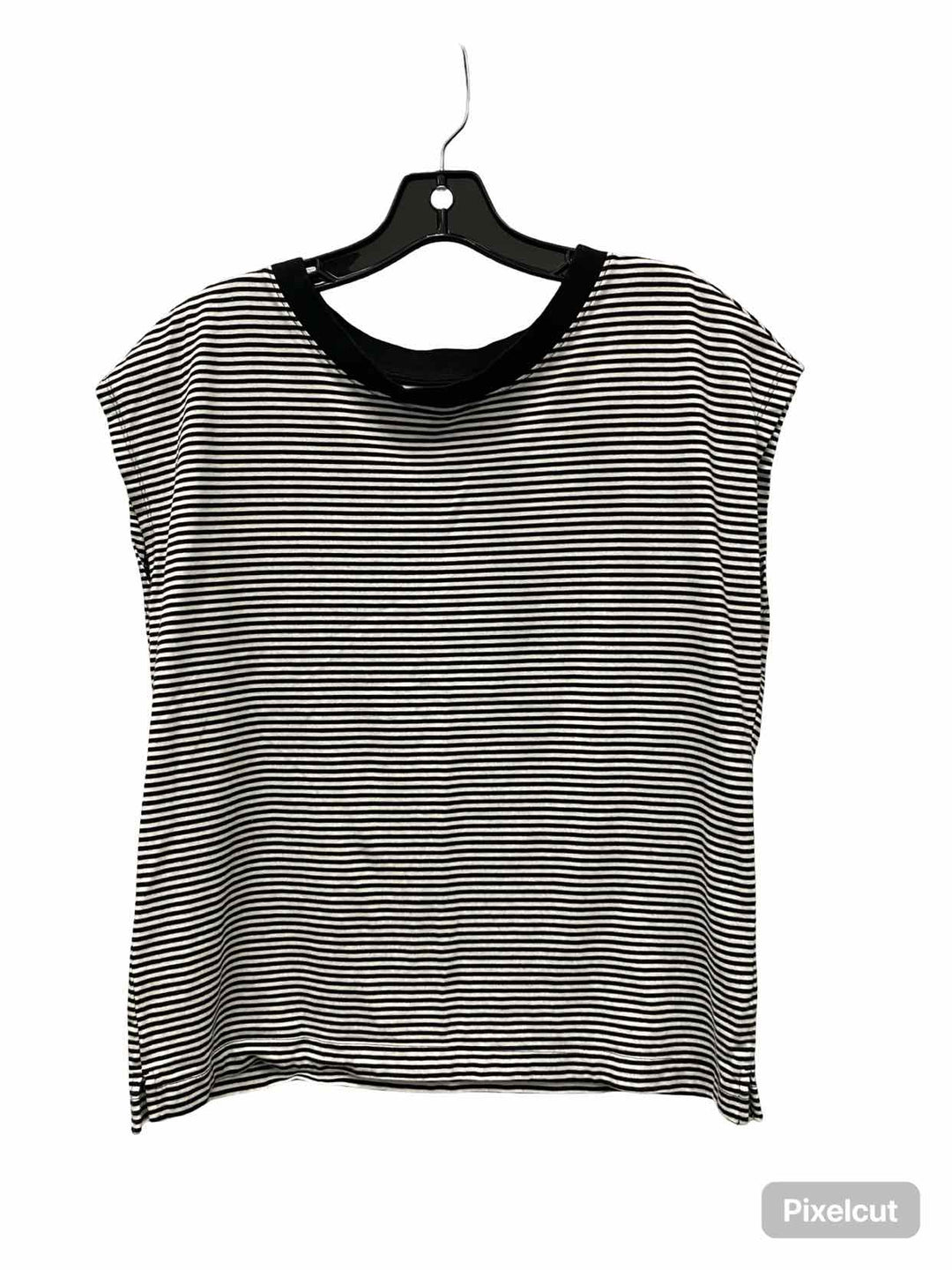 Loft Size S Black White Striped Short Sleeve Shirts
