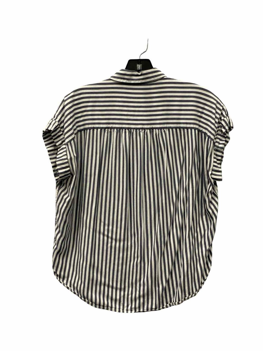 MadeWell Size M Grey White Stripe Short Sleeve Shirts