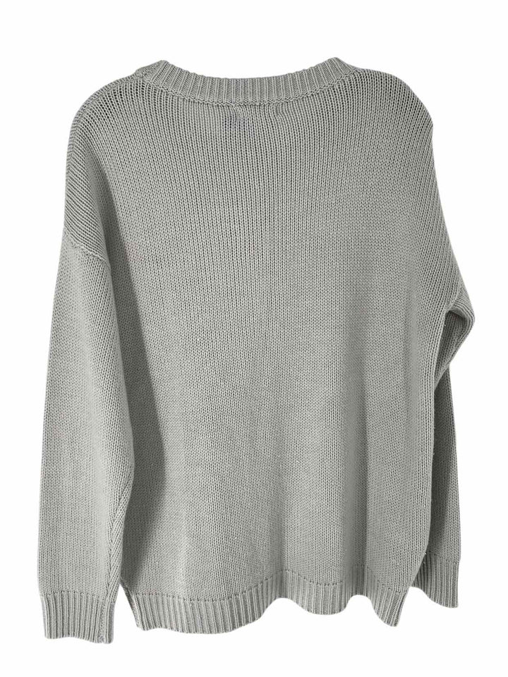 Easel Size S Grey Embroidered Knit Sweater