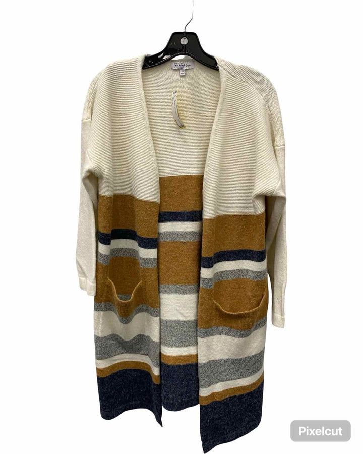 Polagram Size S Off White Brown Stripe Sweater