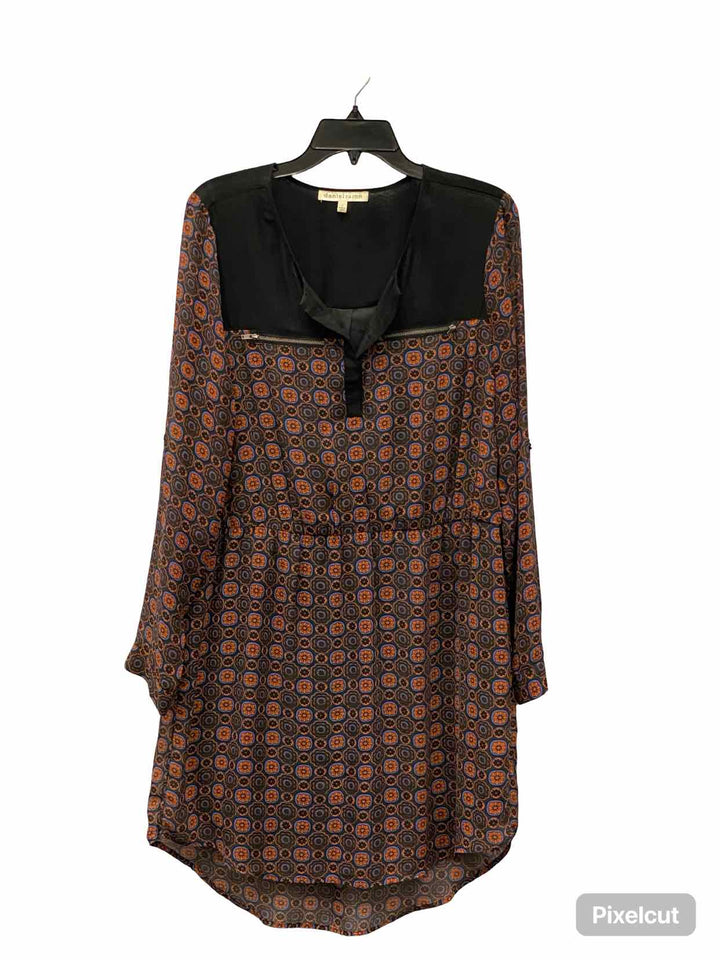 Daniel Rainn Size L Black Orange/Blue Floral Dress