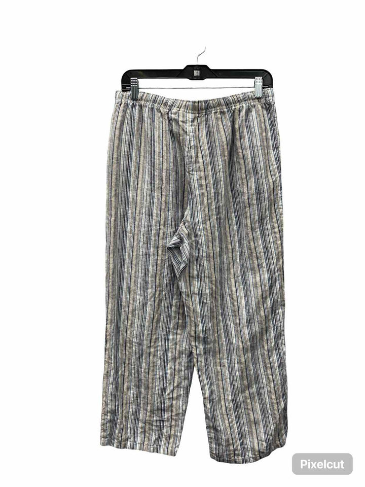 Orvis Size M Blue Multi Stripe 100% Linen Pants