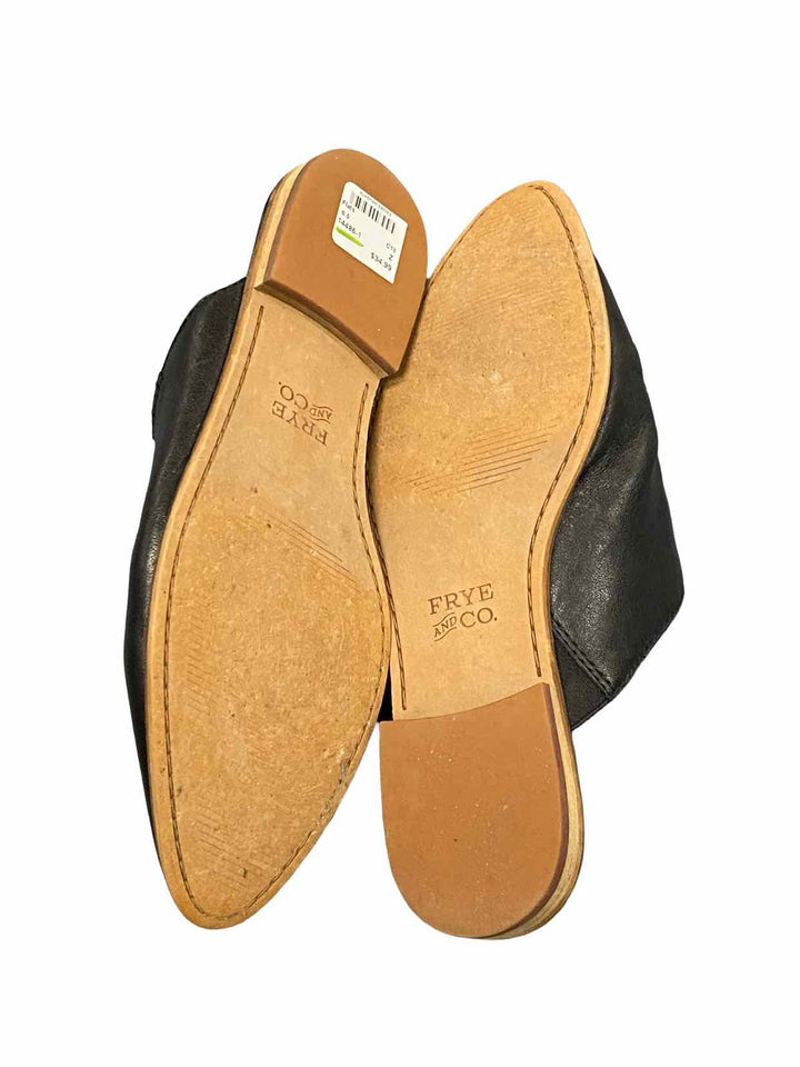 Frye and Co. Shoe Size 6.5 Black Leather Fenn Mule Flats