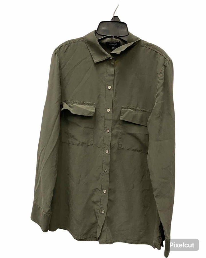Express Size M Green Long Sleeve Shirts