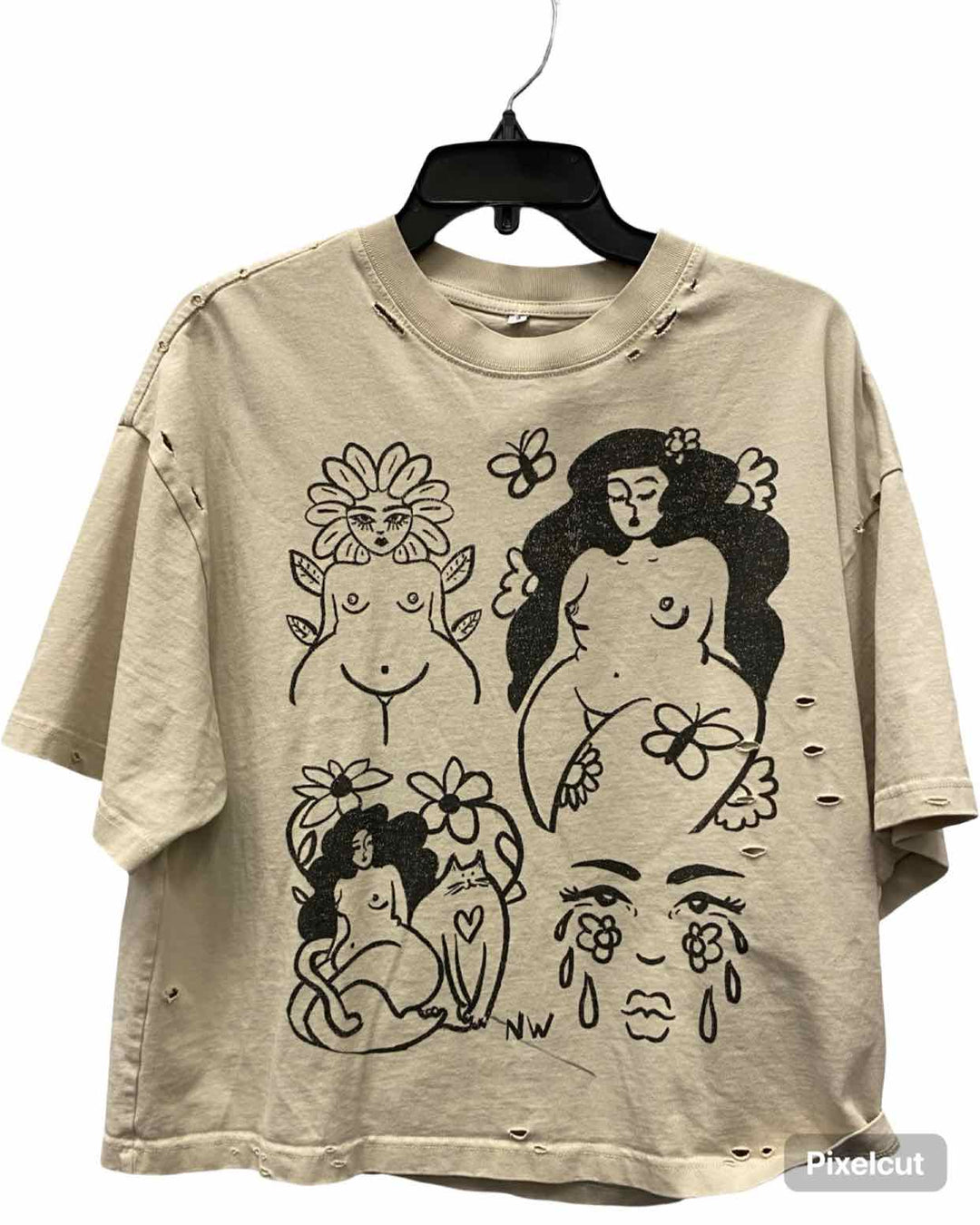 Unknown Brand Size S Beige Print Short Sleeve Shirts