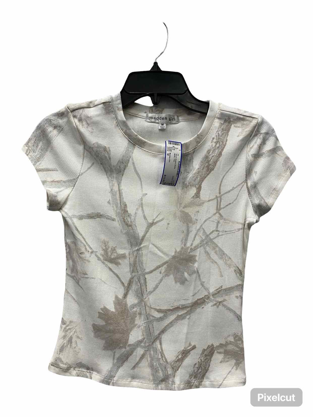 Madden Girl Size M White Tree Short Sleeve Shirts