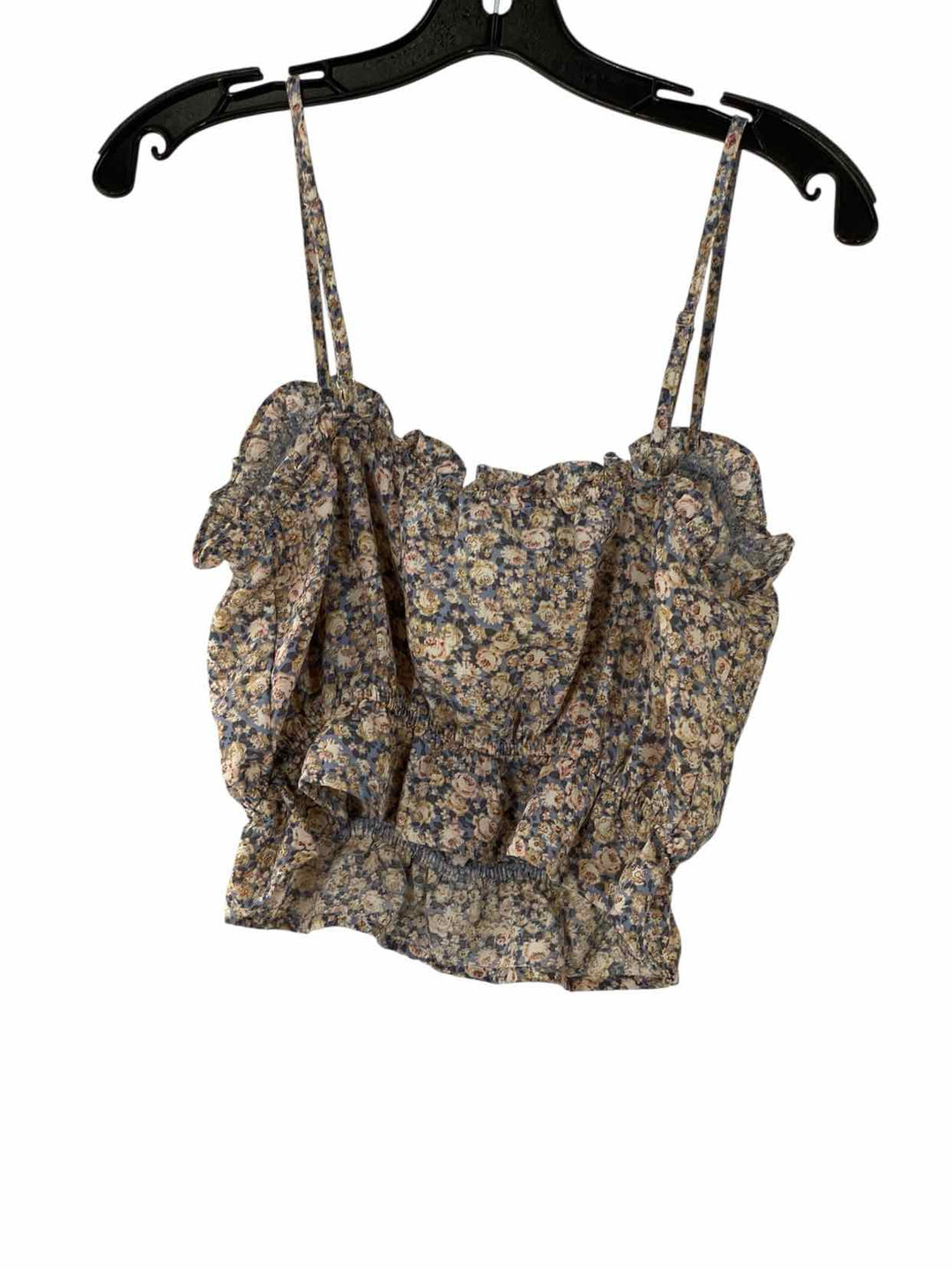 Blu Pepper Size M Light Blue light brown Floral Tank Top