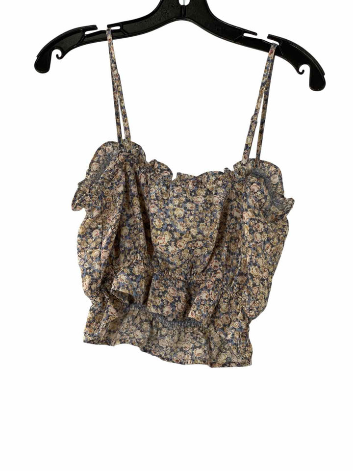 Blu Pepper Size M Light Blue light brown Floral Tank Top