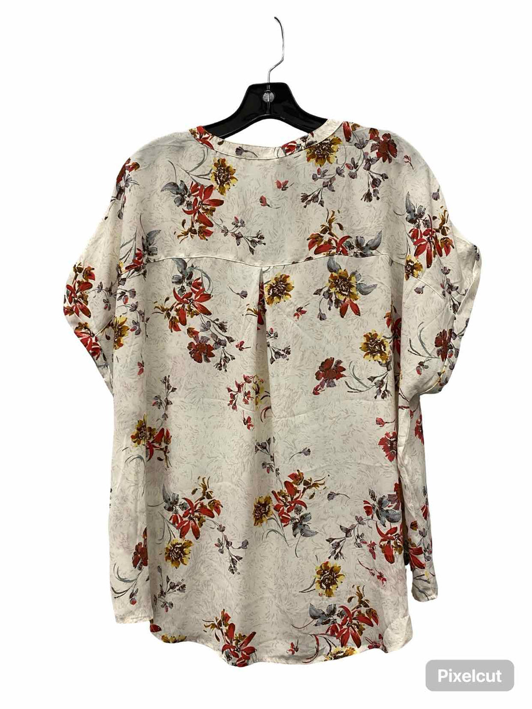 Maurices Size XL White Multi Floral Short Sleeve Shirts