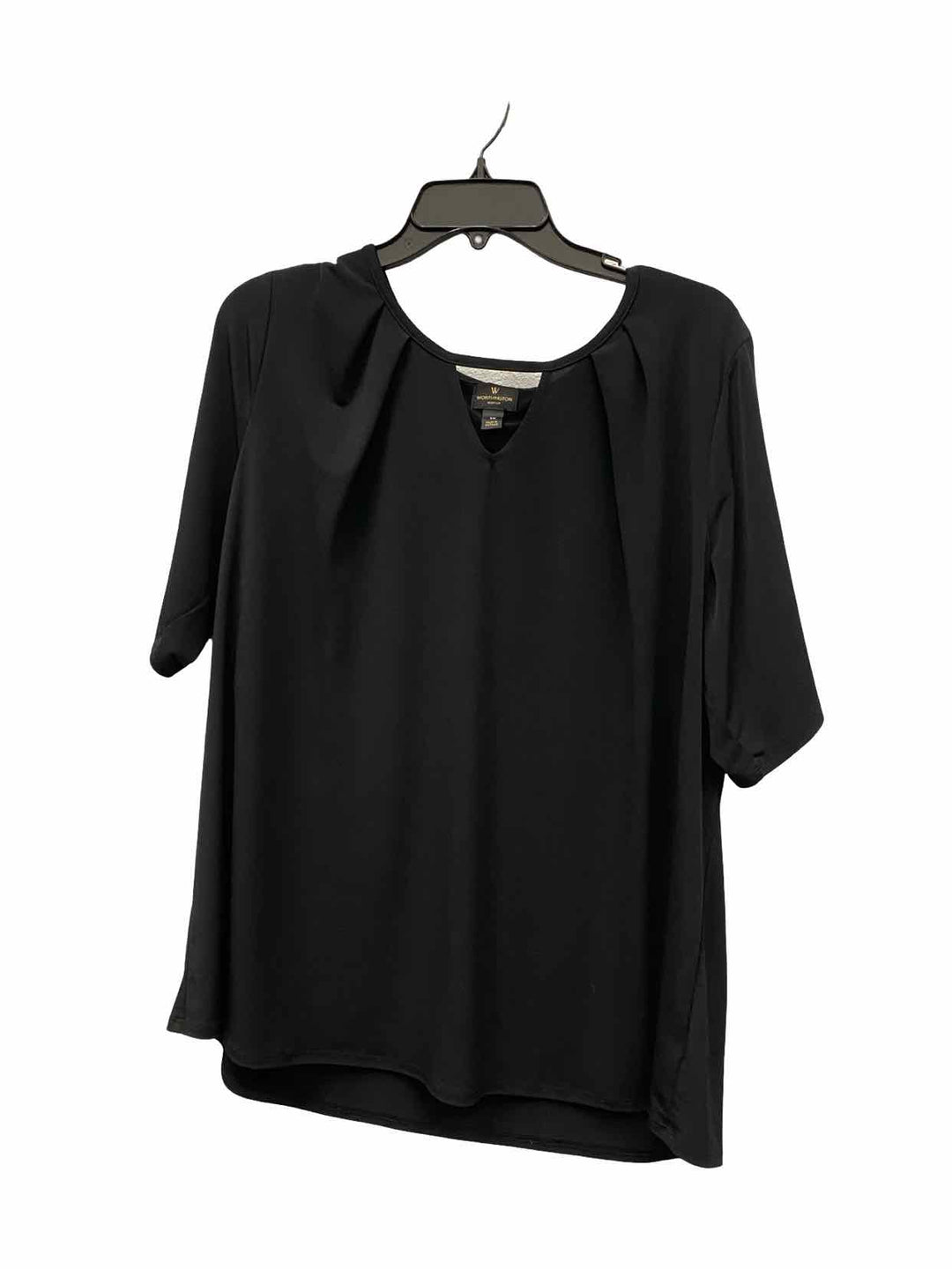 Worthington Size 1X Black Short Sleeve Shirts